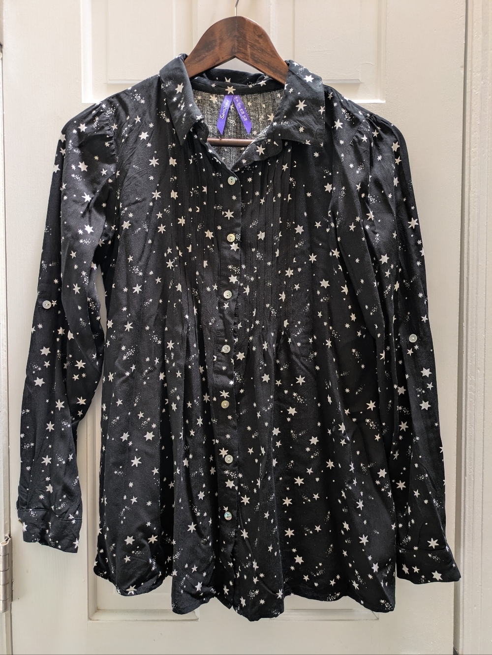⭐SERAPHINE Maternity/Nursing⭐ Size 2 Button-Up | Black With Star Print